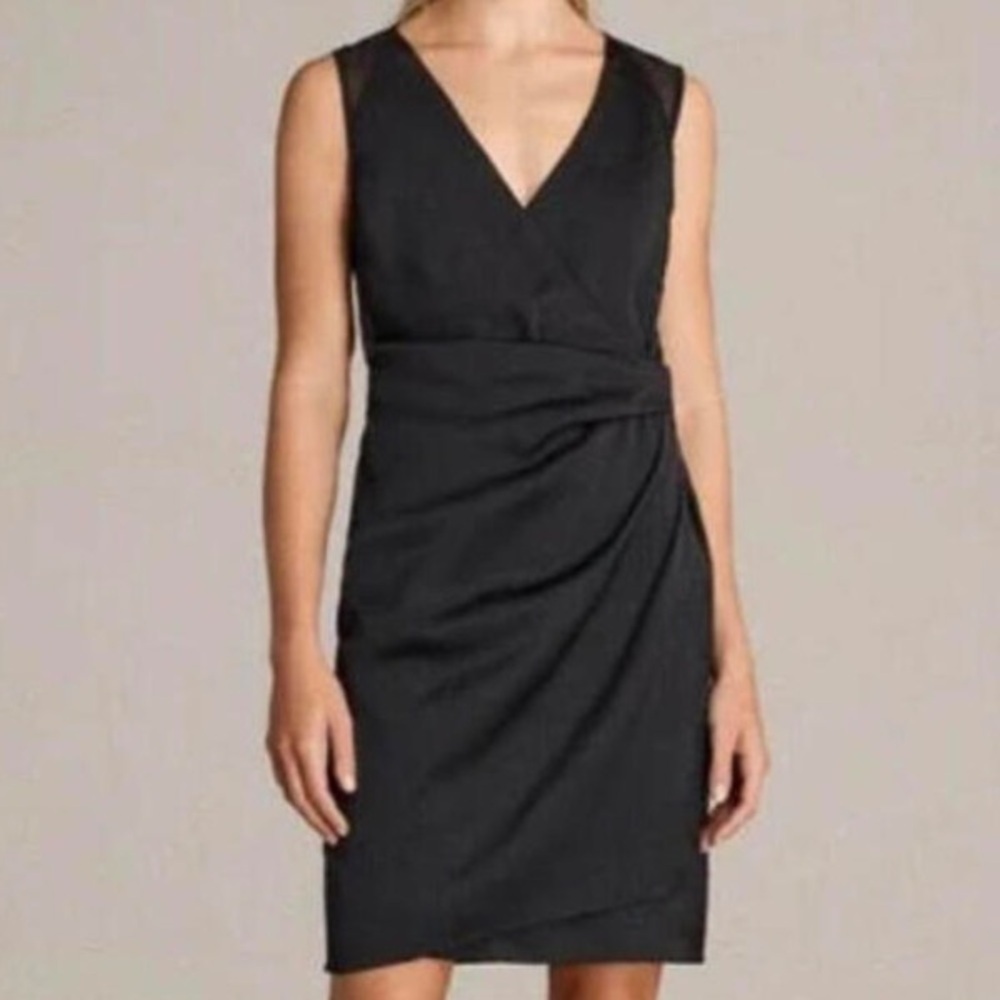 ALLSAINTS black v-neck faux wrap dress